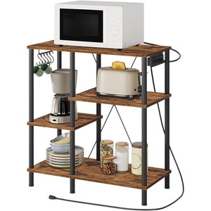 Kitchen Storage Rack With Hooks Multi Functional Industrial Design For Microwave <b>Toaster</b> Coffee Maker And Utensils Organization - Product Image 1