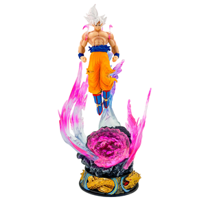 Figura de acción de Dragon Ball Ultra Instinct Goku de 25 cm con luz LED, estatua Saiyan de pelo blanco brillante, figura de acción de Dragon Ball - Product Image 4