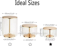 Plateau de présentation de gâteaux en cristal de luxe, support rond pour cupcakes, doré avec perles acryliques suspendues, plateau de présentation sur piédestal pour table de mariage