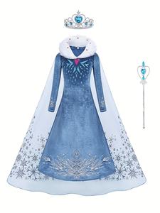En gros Halloween Noël Fée <span class=keywords><strong>Elsa</strong></span> Princesse Costume <span class=keywords><strong>Reine</strong></span> <span class=keywords><strong>Des</strong></span> <span class=keywords><strong>Neiges</strong></span> Cosplay Robes <span class=keywords><strong>De</strong></span> Soirée Manteau Enfants Fantaisie Dress up Outfit - Product Image 4