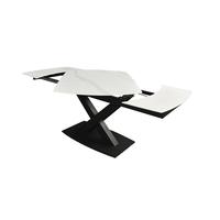 Table à manger en marbre extensible de jambe croisée de maison de luxe 12mm conceptions Table à manger cadres en métal Table à manger en céramique étendue