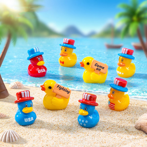 Miniature Hat Duck 4th of July Independence Day USA Memorial Day Party Favors <strong>Gifts</strong> Patriotic Mini <strong>Resin</strong> Duck Figurine Ornaments - Product Image 1