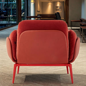 Sofá de lujo moderno para una sola persona, silla con patas de metal Rojas, de terciopelo, para oficina, apartamento, salón de belleza, hotel, Vestíbulo y dormitorio - Product Image 4