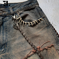 LARSUR Custom Factory Applique Patch Embroidery Flare Denim Pants Mud Wash Waxed Coated studded Rivet Hand Stitch BootCut Jeans