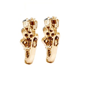 Boucles d'oreilles créoles de mariage élégantes et tendance en or rose 18 carats et or blanc avec diamants véritables, production rapide en gros de Hong Kong - Product Image 3