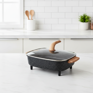 Marmite électrique coréenne carrée de haute qualité, grande capacité 8L, pour la maison et le dortoir, revêtement antiadhésif, économie d'énergie, thermostat automatique - Product Image 1