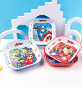 Platos de cena de melamina cuadrados de dos colores de Marvel <span class=keywords><strong>Hero</strong></span> Plato de servir comida de dibujos animados para niños personalizados - Product Image 6