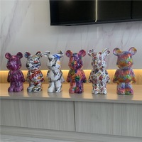 Sculpture en résine époxy Violent Bear, art populaire, décoration de luxe nordique pour la maison, ornement du sol au plafond, petite maison de poupée, cadeau de pendaison de crémaillère
