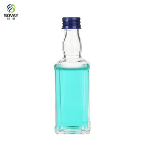 Conteneurs d'emballage en gros, usine, 50 ml, 100 ml, miniatures, bouteilles en verre pour jus, vin, <span class=keywords><strong>spiritueux</strong></span>, liqueurs, whisky, vodka, personnalisées - Product Image 1