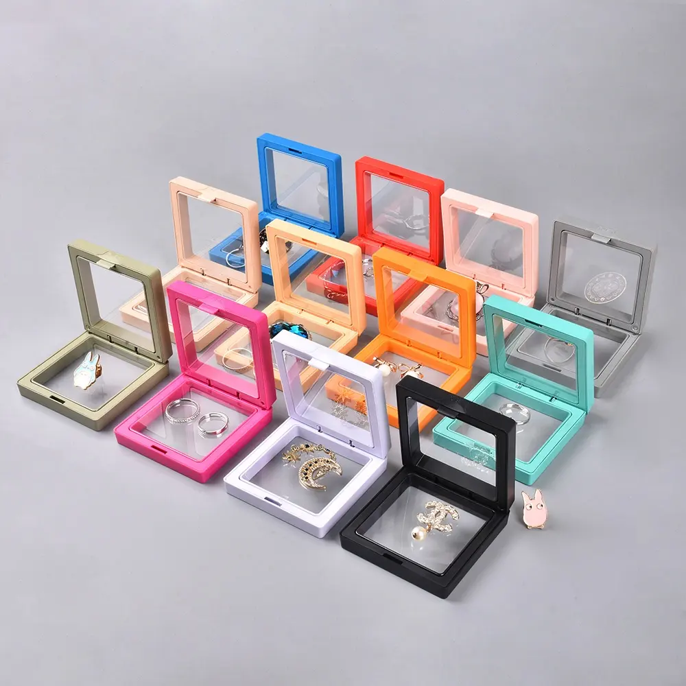 Đầy màu sắc trong suốt PE phim 3D nổi khung hiển thị trường hợp nhựa treo trang sức vòng vòng Vòng cổ lưu trữ bao bì hộp quà tặng