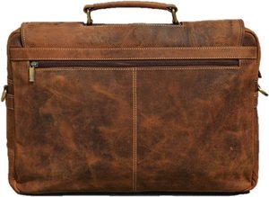 Vintage Two-Handle Briefcase Satchel Adjustable Crossbody Leather <b>Laptop</b> <b>Messenger</b> <b>Bag</b> with Zip Closure Men's Women's Style - Product Image 3