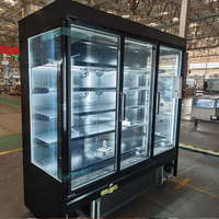 Réfrigérateur commercial à portes vitrées, refroidissement par air, dégivrage automatique, étagères réglables, refroidisseur de boissons