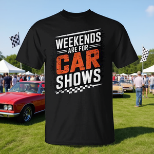 Camiseta con estampado gráfico informal para hombre, color negro, Weekends Are For Car Shows - Product Image 3