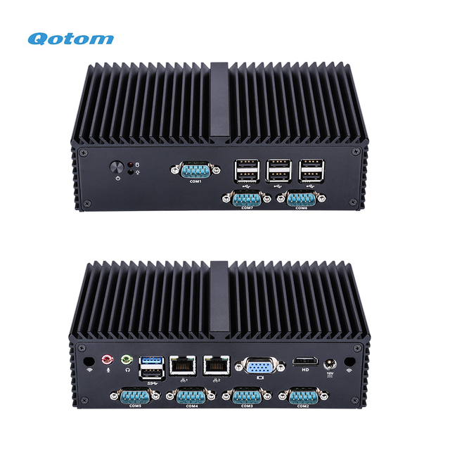 Qotom Mini PC Q190X With Bay Trail J1900 Quad Core 2.0 GHz HD VGA 6x COM PS/2 LPT Fanless Industrial PC Linux