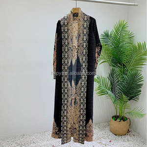 ชุดอาบายะแบบเปิดสไตล์หรูหรา ยาวถึงข้อเท้า จับจีบ ผ้ามุสลิม สำหรับผู้หญิง แฟชั่นฤดูใบไม้ผลิ/ฤดูใบไม้ร่วง ยืดได้สี่ทิศทาง ระบายอากาศได้ดี - Product Image 6