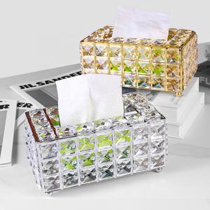 Doku kutuları depolama Nordic tutucular altın kristal Metal Modern ev dekoratif akrilik lüks kağıt kapak deri doku kutuları - Product Image 2