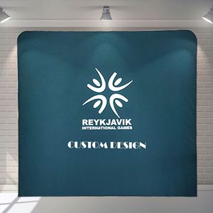 Présentoir pop-up léger en tissu tendu pour salon professionnel, support de toile de fond personnalisé pour photographie - Product Image 1