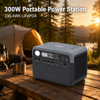 Estación de Energía Portátil LiFePO4 de 230 Wh, 300 W CA, Carga de 50 W, 40 W Solares MPPT, Luz LED, USB DC, 3 kg, Mini, para Campamento, Emergencias al Aire Libre
