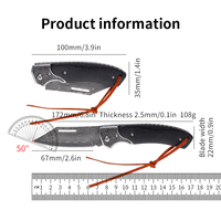 Couteau de poche pliant classique haut de gamme en acier Damas, fait main, personnalisable OEM, avec manche en bois, pour le camping, la chasse, l'usage tactique et le bricolage