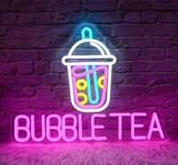 Enseigne néon LED Boba Tea Chat, alimentée par USB, rétroéclairée, décoration murale publicitaire pour café et restaurant