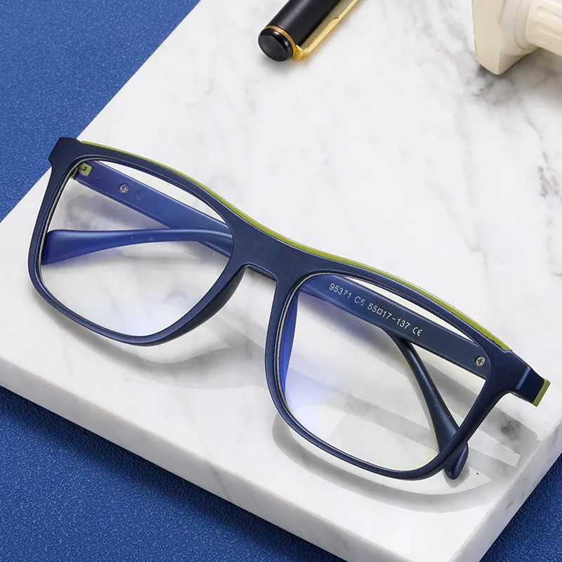 MS 95371 Großhandel Herren Square Designer Brillen TR90 CP Optische Anti-Blaulicht Brille Rahmen Herstellung Custom Logo
