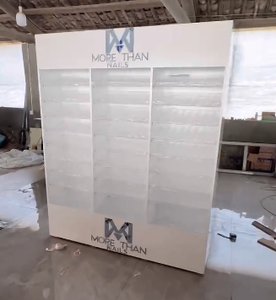 Kingshadow Estantes de esmalte de uñas Estante de exhibición grande blanco con logotipo Gabinete de uñas de madera - Product Image 6