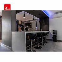 Mini meubles de cuisine modernes et élégants d'Allandcabinet Armoires de bar en laque noire en forme de L avec poignées en bois MDF pour la maison