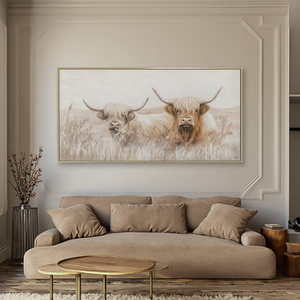 Großhandel Home Decor gerahmte Leinwand Kunst Highland Kuh Gemälde Poster Bild hängen Wand kunst Tiere Dekorationen - Product Image 2