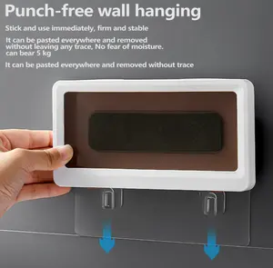 Soporte de teléfono móvil con pantalla táctil para ducha, cubierta de teléfono antideslizante y antiniebla, impermeable, para montaje en pared de baño