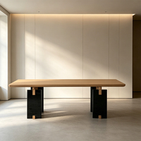 Meubles de salle à manger personnalisés de style Wabi-Sabi minimaliste, table à manger rectangulaire pour 6 à 8 personnes, table à manger en bois de luxe