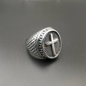 Men's Cross <b>Ring</b> <b>Titanium</b> Steel Polished Punk Style Gift Jewelry - Product Image 3