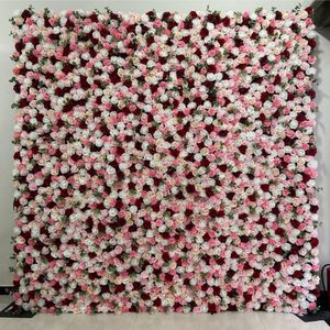 Panneau mural de fleurs artificielles romantiques personnalisées, design floral rose/rouge, pour la décoration du Nouvel An, de la Saint-Valentin et des mariages - Product Image 1