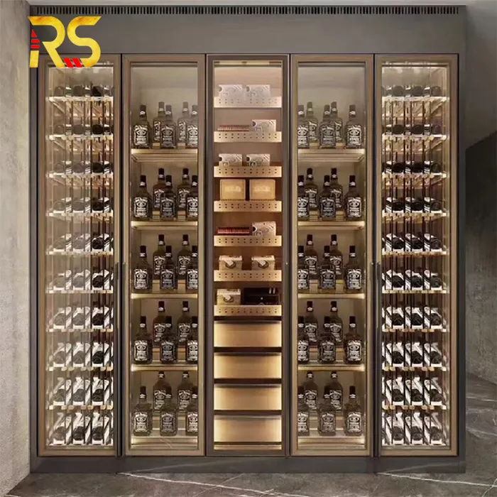 Thermostatic bar cabinet wine moderno LED light display wine cooler cabinet