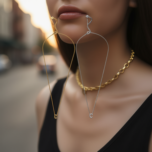 Collar Gargantilla de Acero Inoxidable con Letra C, Chapado en Oro y Plata, Joyería de Moda Unisex para Uso Diario, Cadena de Serpiente - Product Image 2