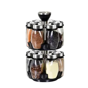 Rotating Spice Rack Kitchen rotating spice storage jars set expandable with condiments storage for cabine