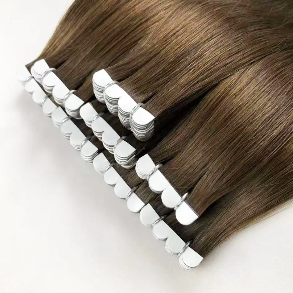 Super Double Drawn Mini Tape In Real Human Hair Extension Wholesale Balayage Invisible Natural Tape Ins Extensions Remy Raw Hair