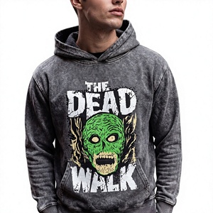 Sweat-shirt à capuche surdimensionné personnalisé en coton épais délavé à l'acide, style streetwear vintage, avec motif graphique, unisexe, OEM - Product Image 1
