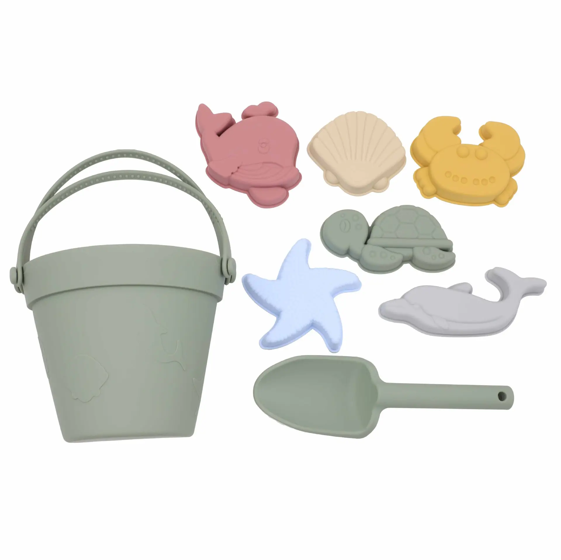 Silicone Beach Toys - Silicone Summer Kids Beach Set with Sand Toy Molds Shovel Bucket Set