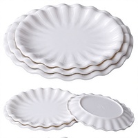 Assiette en mélamine incassable de 8 pouces, design floral blanc pur, vaisselle en plastique poli pour restaurant