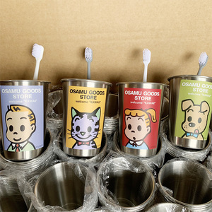 Osamu Goods Store - Vaso para cepillos de dientes de acero inoxidable, diseño de dibujos animados, para uso en el hogar y el dormitorio - Product Image 4