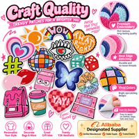 Patch brodé esthétique Y2K en gros, motif cœur rétro, smiley, papillon, disco, mignon, thermocollant ou à coudre