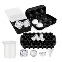 Moule à glaçons carré noir réutilisable en silicone pour la cuisine, le bar, le congélateur, les boissons, le whisky, le vin