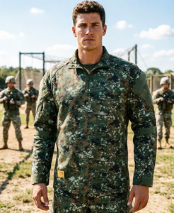 เสื้อเชิ้ตแขนยาวผู้ชายแบบสวมคอซิป คอวี ทรงทหาร ระบายอากาศ แห้งเร็ว น้ำหนักเบา ลายพราง ผ้ายืด/โพลีเอสเตอร์ สปอร์ต - Product Image 2