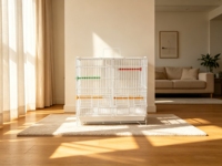 Cage à oiseaux en fer de taille moyenne en gros avec plateau en plastique multi-compartiments pour l'élevage et le vol des canaris et des agapornis