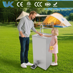 Fregaderos Modernos de Pedestal para Exteriores de Acero Inoxidable Pulido con un Solo Orificio, Operados por Pedal, Estación de Lavado Móvil para Remolques con Capacidad de 2x20L - Product Image 5