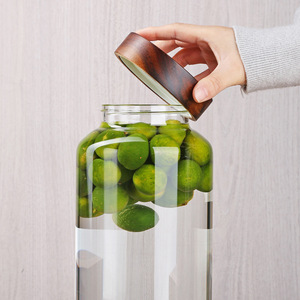Bocal de Fermentation en Verre Borosilicate, Distributeur Automatique de Boissons avec Couvercle en Bois et Robinet pour Vin de Prune et Kombucha - Product Image 5