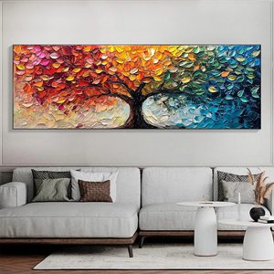 Pintura Impasto Grande <span class=keywords><strong>de</strong></span> Árbol <span class=keywords><strong>de</strong></span> las Cuatro Estaciones, Árbol <span class=keywords><strong>de</strong></span> <span class=keywords><strong>la</strong></span> <span class=keywords><strong>Vida</strong></span> Texturizado y Colorido, Arte Mural 3D, Pintura Original sobre Lienzo, Decoración para Sala <span class=keywords><strong>de</strong></span> Estar - Product Image 5
