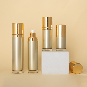 Bouteilles en acrylique rondes droites plaquées or en stock pour soins de la peau, pots de 50g pour sérum/lotion/crème, matériaux d'emballage cosmétique - Product Image 2
