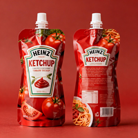 Sachet souple personnalisé pour sauce, thermoscellable, stérilisable, avec bec verseur, pour pâte et ketchup tomate