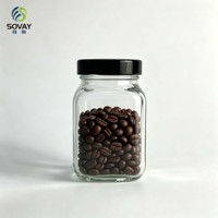 Pot en verre carré mince de 260 ml, avec couvercle à vis, vide, pour produits marinés et stockage domestique